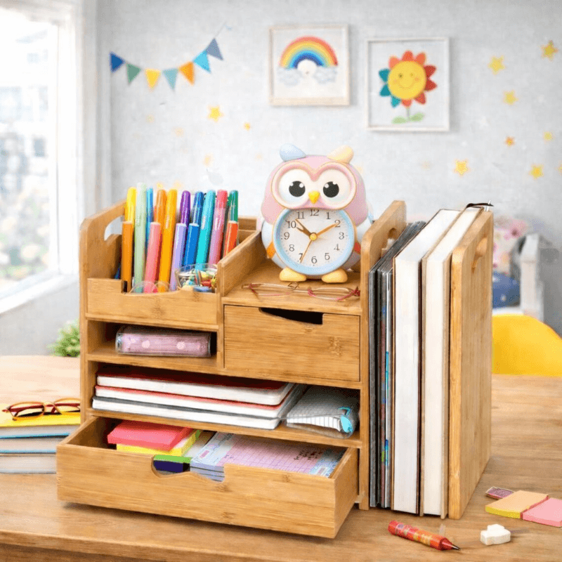 Shopletan Bamboo Desk Organizer with Drawer