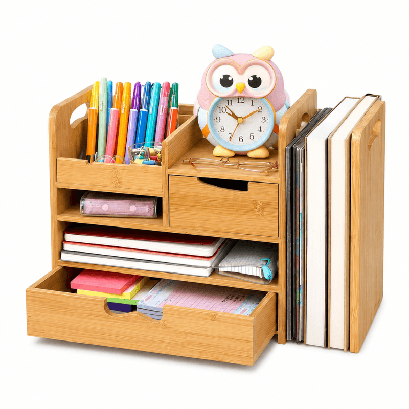 Shopletan Bamboo Desk Organizer with Drawer
